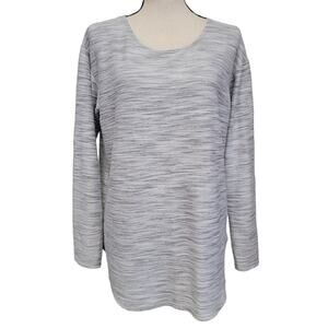 Three Feathers Top Womens Sz M Gray Space Dye Knit Scoop Casual Shirt Tunic‎